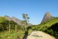 Beautiful scenery of village road and smooth rock