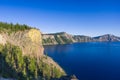 Beautiful scenery of the volcanic cliff as seen from the north rim in Crater Lake, Royalty Free Stock Photo