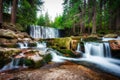 Beautiful scenery of the Wild Waterfall on the ÃÂomnica river, Karpacz. Poland Royalty Free Stock Photo