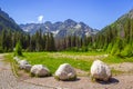 Beautiful scenery of Wlosienica meadow in Tatra mountain Royalty Free Stock Photo