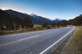 Beautiful scenic of asphalt highways of mount aspiring national