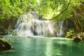 Beautiful scenic of Huaymaekamin Waterfall in Kanchanaburi, Thailand