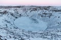 beautiful scenic landscape with frozen volcanic lake kerid