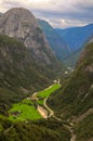 Beautiful scenic landscape of Naeroydalen valley from Stalheim, Norway