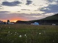 Beautiful scenic panorama of colorful volcanic mountains in Landmannalaugar camp site area of Fjallabak Nature Reserve Royalty Free Stock Photo