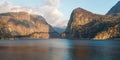 Beautiful scenic panorama of Hetch Hetchy reservoir near Yosemite national park,