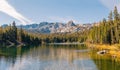 Beautiful scenic peaceful mountain lake on sunny fall day