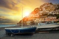 Beautiful scenic of positano beach sorrento town south italy imp Royalty Free Stock Photo