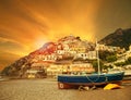 Beautiful scenic of positano beach sorrento town south italy imp Royalty Free Stock Photo