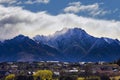 Beautiful scenic of snow mountain in lake wanaka town southland Royalty Free Stock Photo