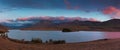 Beautiful scenic summer morning mountain landscape Southern Alps in New Zealand. Aerial view panorama. The most popular landscape. Royalty Free Stock Photo