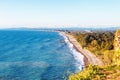 Beautiful Scenic Summer View From Botanical Garden Of Sea Bay And Railroad On Coast, Batumi, Georgia Royalty Free Stock Photo