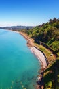 Beautiful Scenic Summer View From Botanical Garden Of Sea Bay And Railroad On Coast, Batumi, Georgia Royalty Free Stock Photo