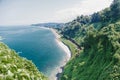 Beautiful Scenic Summer View From Botanical Garden Of Sea Bay And Railroad On Coast. Royalty Free Stock Photo