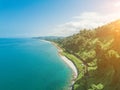 Beautiful Scenic Summer View From Botanical Garden Of Sea Bay And Railroad On Coast. Royalty Free Stock Photo