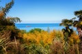 Beautiful Scenic Summer View From Botanical Garden Of Sea Bay And Railroad On Coast, Batumi, Georgia Royalty Free Stock Photo