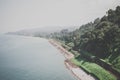 Beautiful Scenic Summer View From Botanical Garden Of Sea Bay And Railroad On Coast. Royalty Free Stock Photo