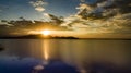 beautiful scenic of sun set sky at bangpra reservoir lake in chonburi eastern of thailand