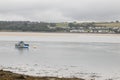 Beautiful scenic view of a fishing boat at anchor Royalty Free Stock Photo