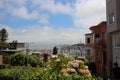 Beautiful scenic view from the Lombard street of San Francisco city Royalty Free Stock Photo