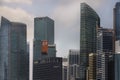 Beautiful scenic view from Marina Bay of modern Singapore cbd central business district blocks hotels and skyscrapers