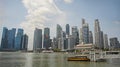 Beautiful scenic view from Marina Bay of modern Singapore cbd central business district skyline