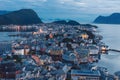 The beautiful scenic view over the city of aalesund in norway. Royalty Free Stock Photo