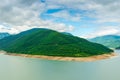 Beautiful scenic view of the river and mountains in the Caucasus Royalty Free Stock Photo