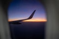 Beautiful scenic view of sunrise from airplanes window Royalty Free Stock Photo