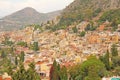 Beautiful Scenic View of Taormina`s Old Town. Terracotta Old Ancient City Houses with Tiled Roofs. The island of Sicily, Italy Royalty Free Stock Photo