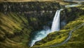 Beautiful Scenic view of waterfall in iceland. Travel and adventure concept