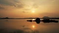 Beautiful scenic viewpoint at Gudibande Kere Viewpoint during sunset Royalty Free Stock Photo