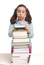 Beautiful school girl with a lot of books Royalty Free Stock Photo