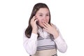 Beautiful school girl talking on mobile phone