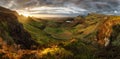 Beautiful scotland mountain panorama landscape at sunrise in Isle od Skye, Quiraing hill Royalty Free Stock Photo