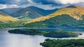 Beautiful Scottish Loch (Lake) with islands surrounded by mountains and a dramatic sky (Loch Lomond