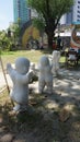 Beautiful sculpture art of kids running in Penang