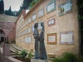 Beautiful sculpture of the Holy Mary and Saint Elizabeth in Jerusalem, Israel