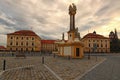 Beautiful Sculpture of the Holy Trinity in Jaromerice nad Rokytnou. Famous baroque palace in Jaromerice nad Rokytnou