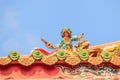 Beautiful sculpture on the roof at Lungshan Temple of Manka, Bu