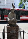 Beautiful sculpture in stone with dove on his head in the Paseo de las Esculturas in the Buenos Aires neighborhood of Boedo Buenos