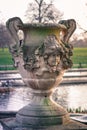 A beautiful sculptured vase in the Italian Garden in Kensington Gardens, London. Royalty Free Stock Photo