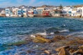 Beautiful sea on the background of Little Venice. Mykonos, Greece. Royalty Free Stock Photo