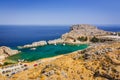 Beautiful sea bay in Lindos, Rhodes Royalty Free Stock Photo