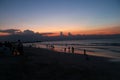 Beautiful sea beach sunrise sunset colorful sky view people walking Royalty Free Stock Photo