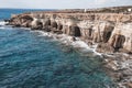 Beautiful sea caves near cape Greco in national park with turquoise water Royalty Free Stock Photo