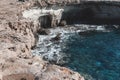 Beautiful sea caves near cape Greco in national park with turquoise water Royalty Free Stock Photo