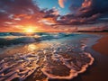 A beautiful sea cloudy sunset burning sky Royalty Free Stock Photo