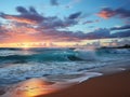 A beautiful sea cloudy sunset burning sky