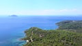 Beautiful sea coast and cloud above the one part of the coast. Aerial viewTravel touristic vacation destination. Aerial view of se